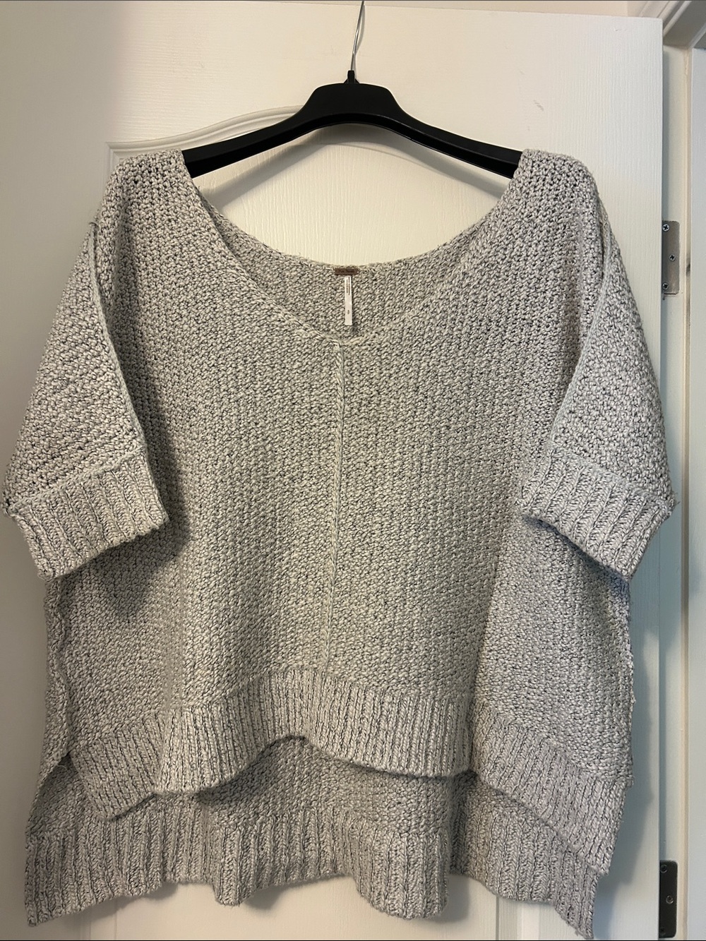 Free People Oversized 3/4 Sleeve Marled Knit Hi Low Sweater
